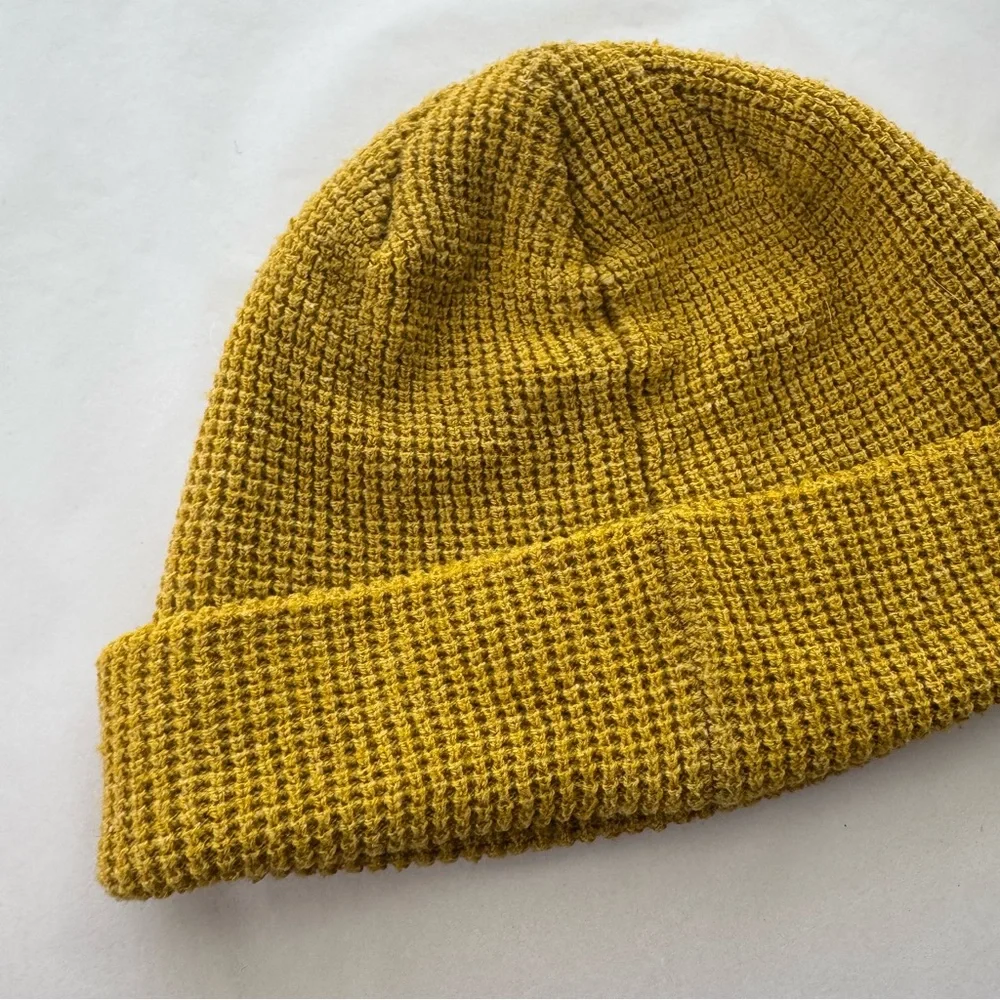 Coal Mustard Yellow Waffle Knit Beanie Rainbow Trees Patch Outdoor Hiking Unisex